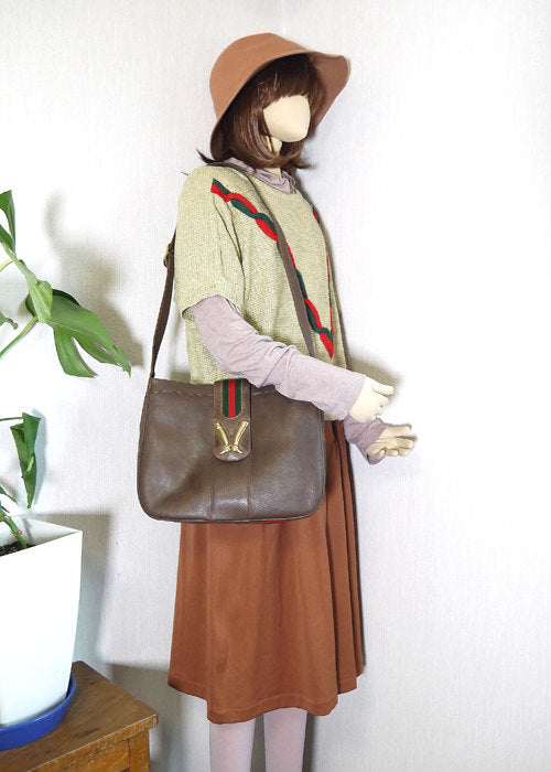 OLD Gucci ブーツ金具ショルダー(茶)