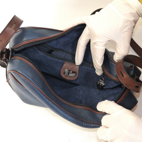 OLD Gucci 総皮コンビカラーショルダー(紺)