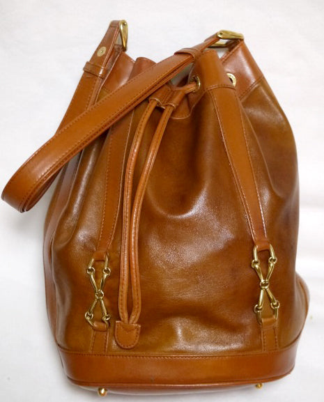 OLD Gucci 総皮2way巾着ショルダー(キャメル)