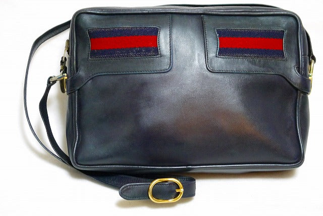 OLD Gucci 総皮サイドシェリーショルダー(紺)