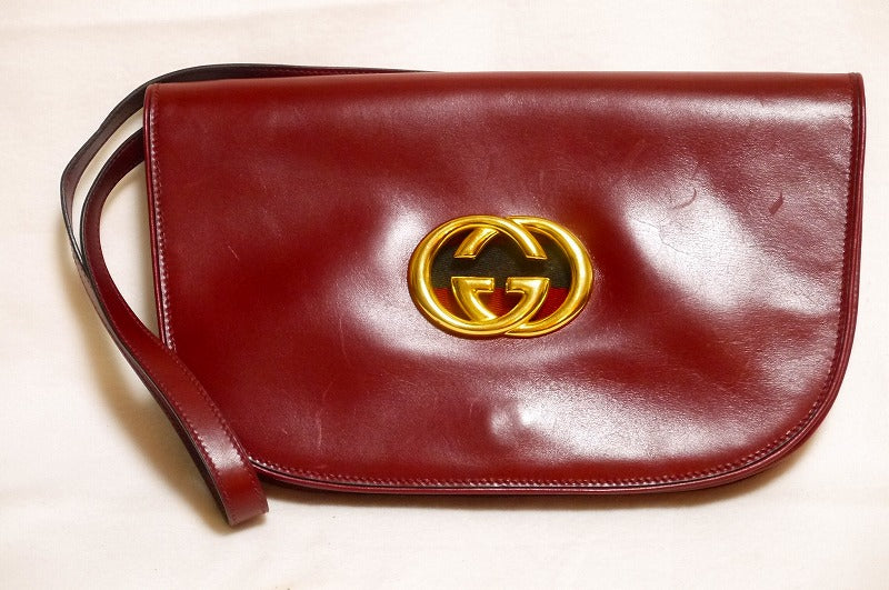 OLD Gucci レア!2way半円総皮ショルダー(赤)
