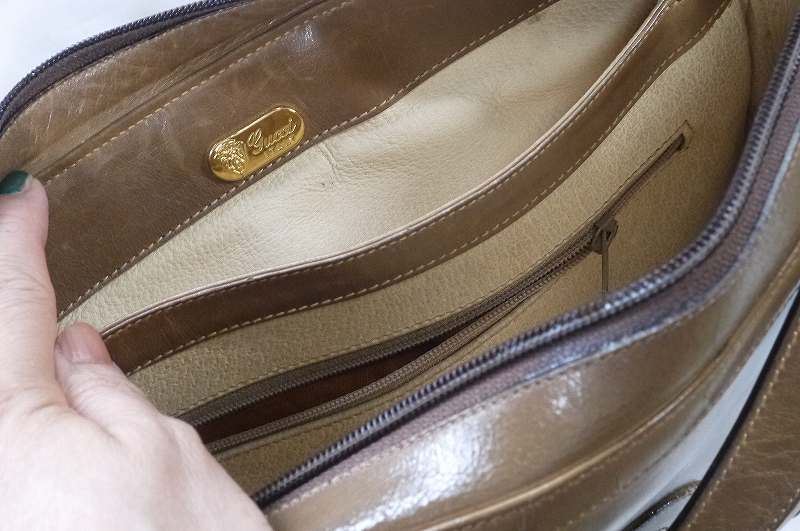 OLD Gucci 総皮ベージュショルダー