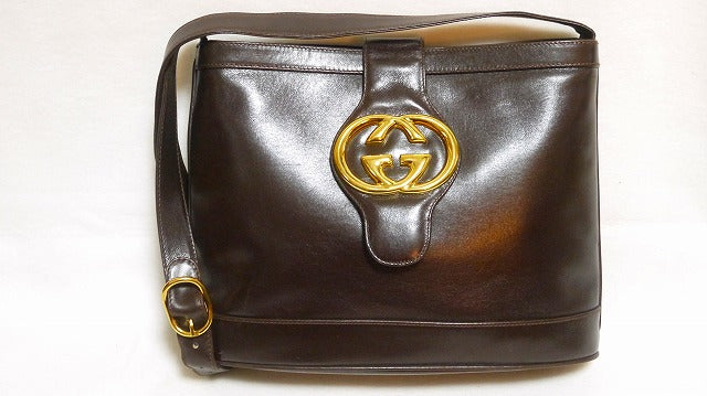 OLD Gucci バケツ型GG金具 茶ショルダー