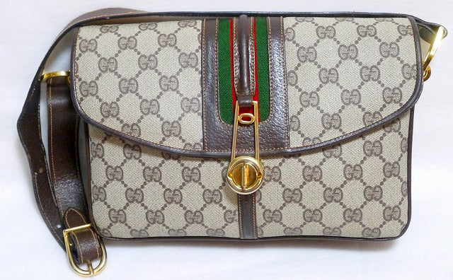 OLD Gucci ピン留め具ワンショルダー(茶)