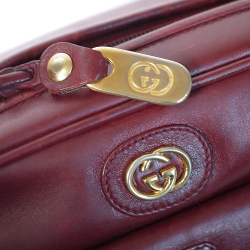 OLD Gucci 外ポケ付ボルドーショルダー(総皮)