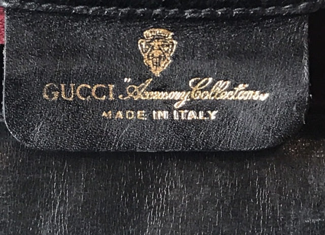 OLD Gucci ジャガード縦シェリーハンドバッグ(黒・小)