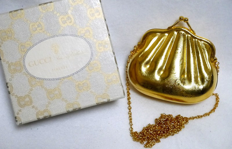 OLD Gucci チェーンがま口パーティポシェット(ゴールド)