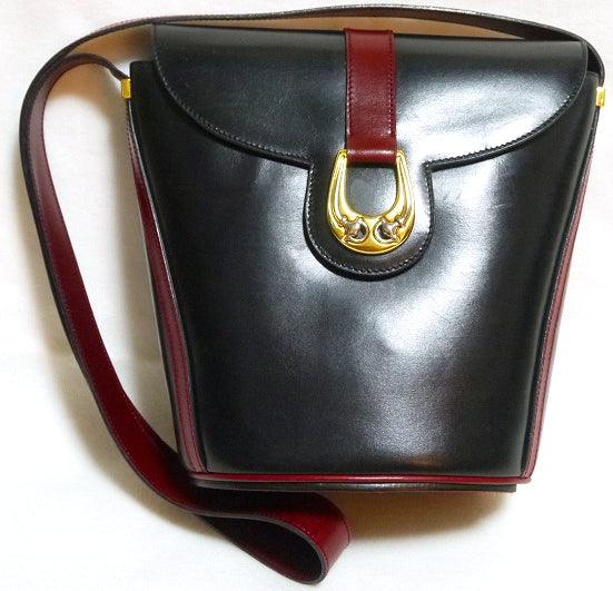 OLD Gucci ホースビット金具バケツショルダー(黒×赤)