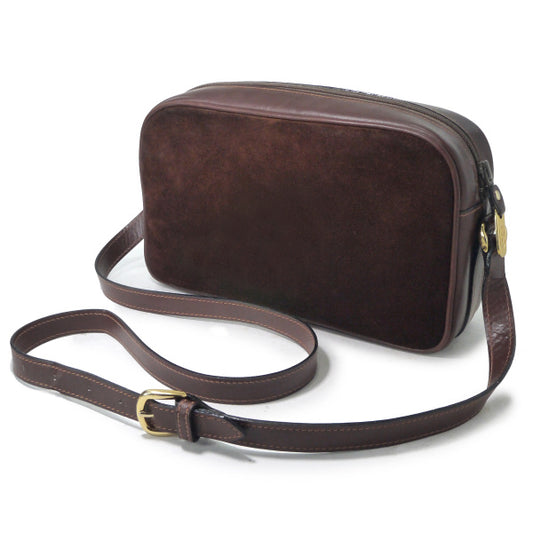 OLD Gucci 筆記体ロゴ金具 スエードショルダ−(茶)