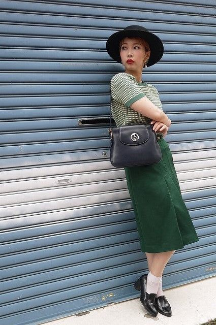 OLD Gucciー1973モデル総革ワンショルダー(黒)