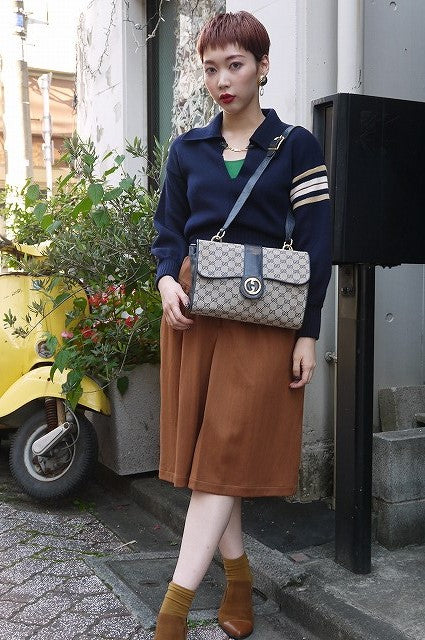 OLD Gucci キャンパスGGショルダー(紺)