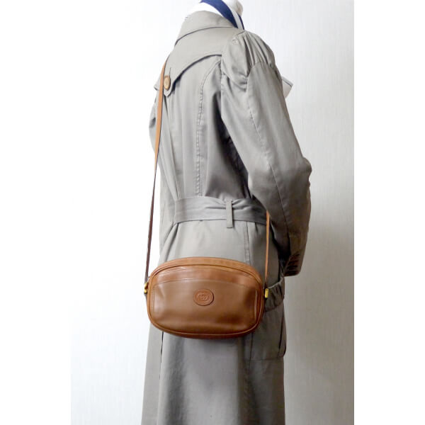 OLD Gucci 総革GGロゴ ミニポシェット(明茶)
