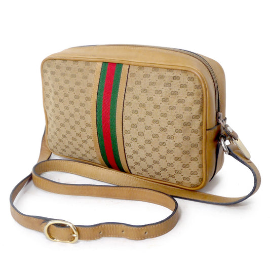 OLD Gucci マイクロGGシェリー定番ショルダー(キャメル/ジャガード)
