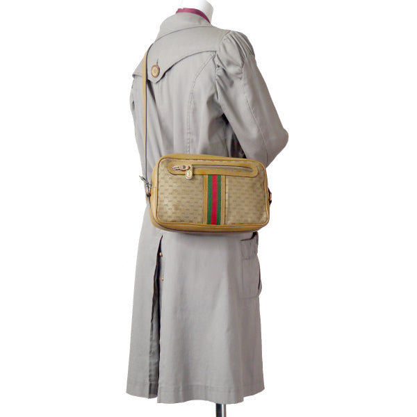 OLD Gucci マイクロGGシェリー定番ショルダー(キャメル/ジャガード)