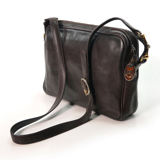 OLD Gucci 70s総革サイドビットショルダー(濃茶)