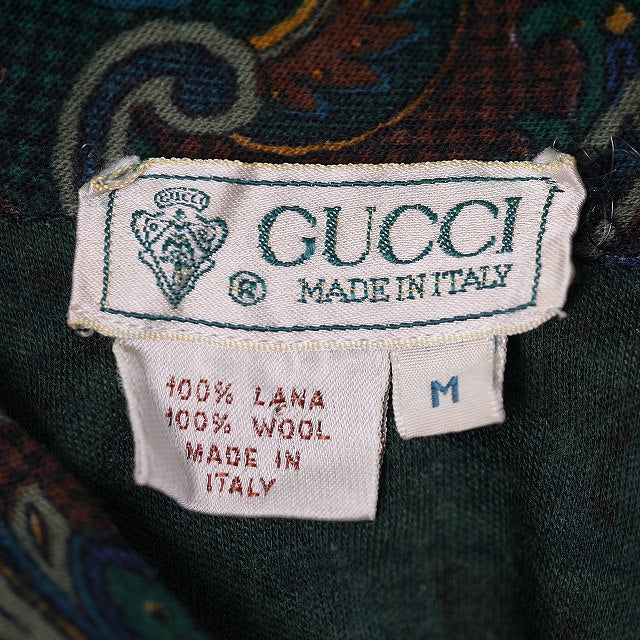 OLD Gucci ペイズリー柄ドレープタートルワンピース(緑系)