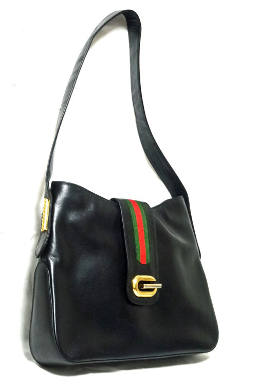 OLD Gucci 総革G金具ワンショルダー(黒)