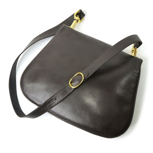 OLD Gucci 70s総革インターロッキングGショルダー(濃茶)