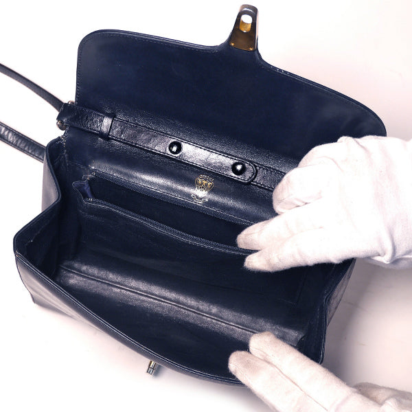 OLD Gucci 総皮ミニクラッチ&ショルダー(紺)