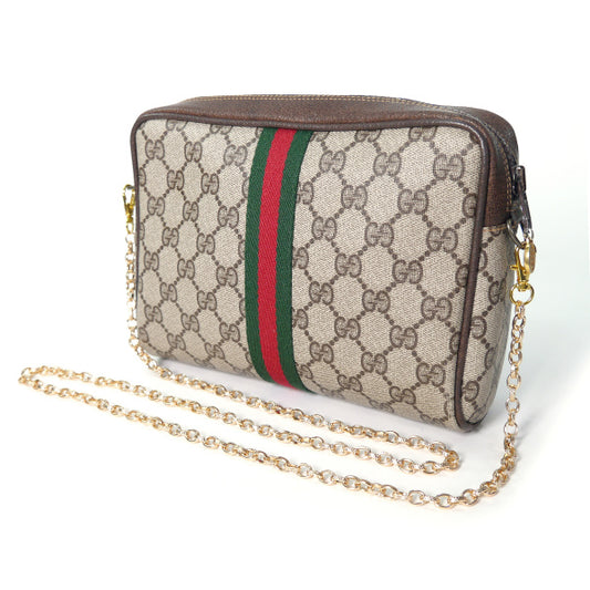 OLD Gucci PARFUM チェーン付きポーチショルダー(茶・小)