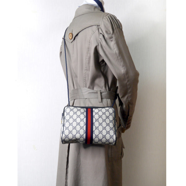 OLD Gucci ショルダー付きポーチショルダー(青・小)