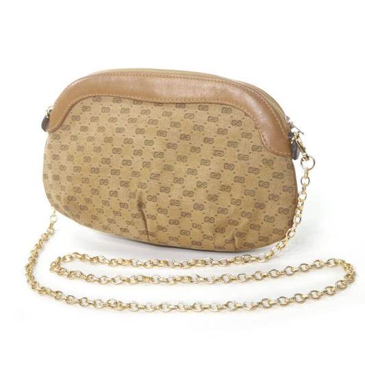 OLD Gucci チェーン付きマイクロGGミニポシェット(ベージュ)