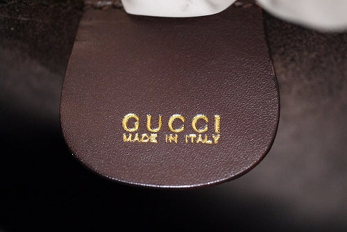 OLD Gucci 型押しレザーショルダー(茶)