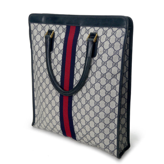 OLD Gucci レア!!GG柄シェリー大型トートハンドバッグ(青)