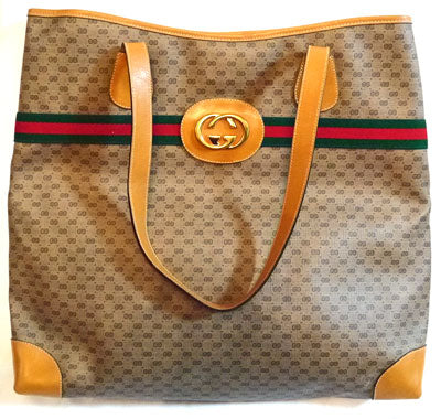 OLD Gucci マイクロGGトートバッグ(キャメル)