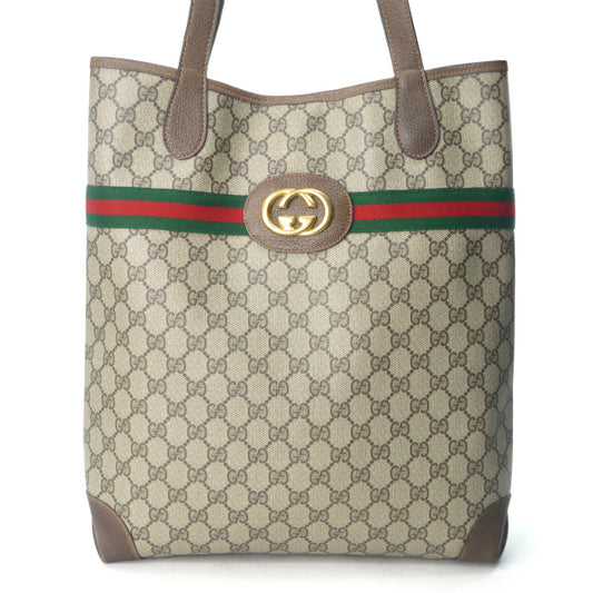 OLD Gucci エンブレムGGシェリートートバッグ(茶)