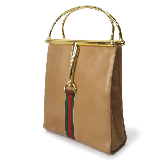 OLD Gucci 激レア!!ホースビットハンドルバッグ(茶)