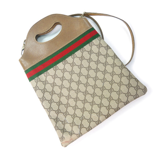 OLD Gucci <訳あり>ショルダー付ミニハンドバッグ(茶)