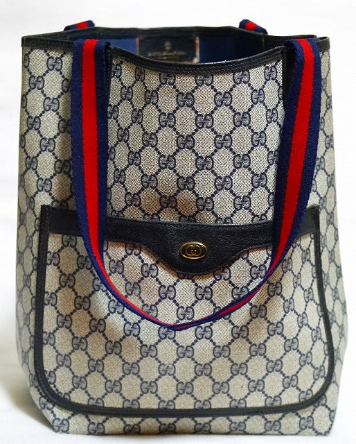 OLD Gucci 定番トートバッグ(青・小)
