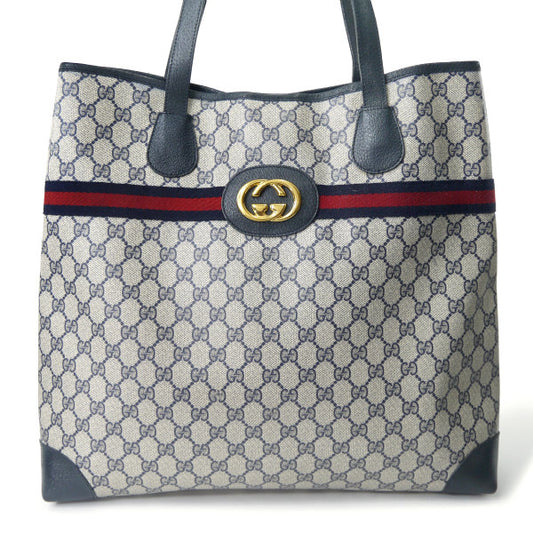 OLD Gucci GG金具×シェリー スクエアトートバッグ(青)