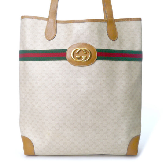 OLD Gucci エンブレム マイクロGGトートバッグ(白)
