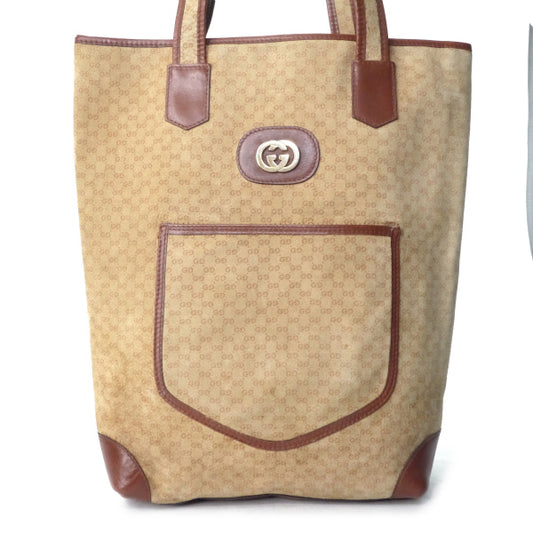 OLD Gucci マイクロGGミニトートバッグ(茶/スエード)