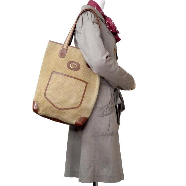 OLD Gucci マイクロGGミニトートバッグ(茶/スエード)