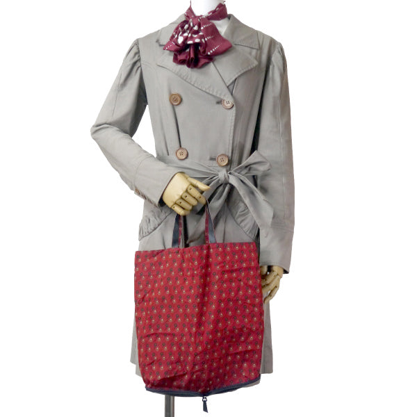 OLD Gucci 激レア!!レザーポーチ付ビット柄エコバッグ(赤)