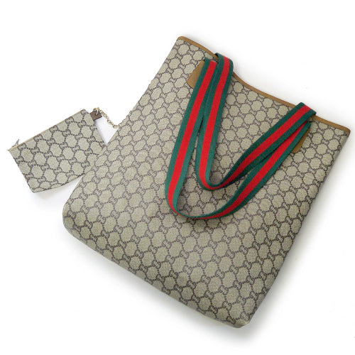 OLD Gucci Plus 定番トートバッグ(茶)ミニポーチ付き