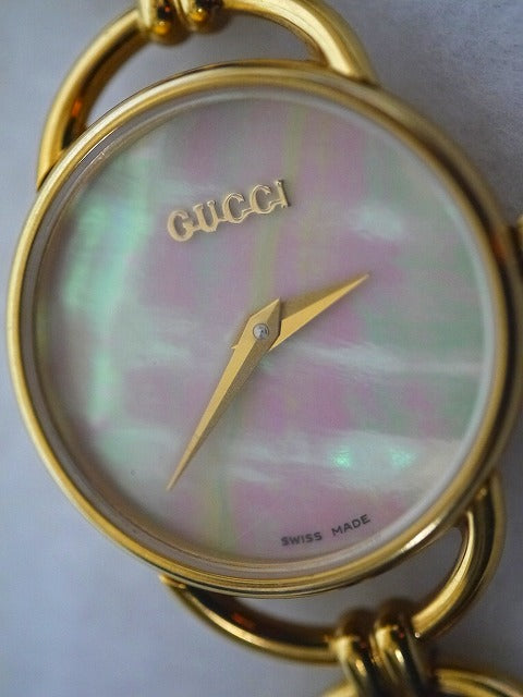 OLD Gucci クロコバンドシェル腕時計(茶)