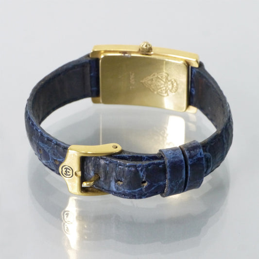 OLD Gucci 長方形フェイス クロコバンド腕時計(青)