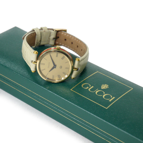 OLD Gucci サイドシェリー腕時計(オフホワイトバンド)