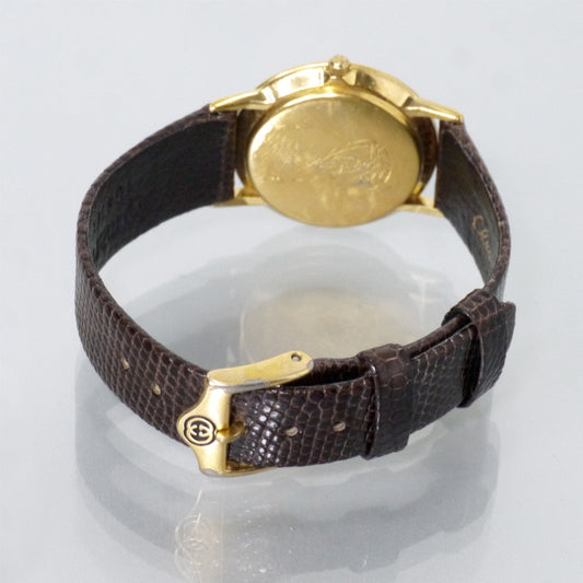 OLD Gucci ギリシャ数字 シェリービッグ腕時計(リザード・濃茶)