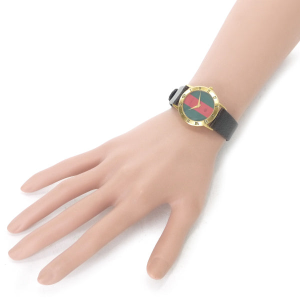 OLD Gucci ギリシャ数字 シェリービッグ腕時計(リザード・濃茶)