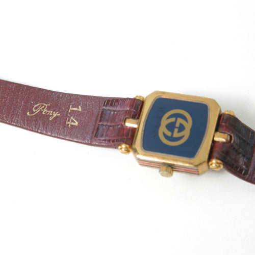 OLD Gucci <訳アリ>リザード腕時計(四角)