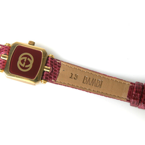 OLD Gucci <訳アリ>リザード腕時計(四角)