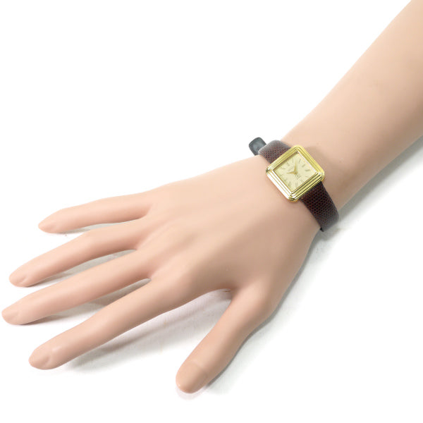 OLD Gucci スクエア ゴールドフェイス腕時計(茶)