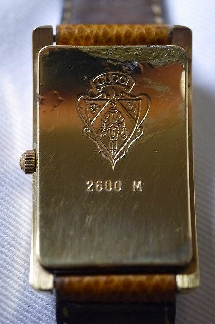 OLD Gucci メンズモデル腕時計キャメル長方形