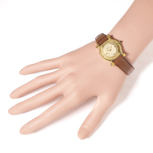 OLD Gucci ギリシャ数字 石付き腕時計(茶)