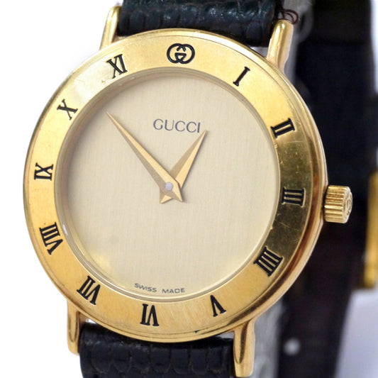OLD Gucci ギリシャ数字 リザード腕時計(濃茶)